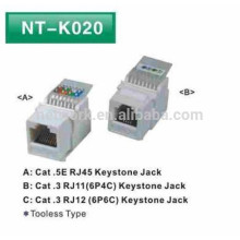 Высококачественный 90-градусный UTP cat5e tooless keystone jack